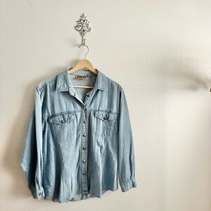 Light Blue Denim Button-Up Shirt